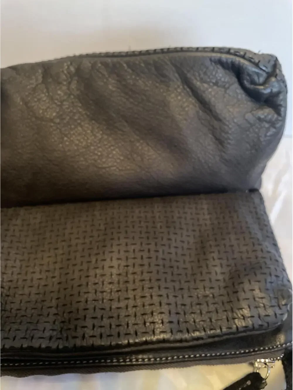 Vive La Difference Italy Black Leather Perforated Crossbody Bag Quiet Luxury